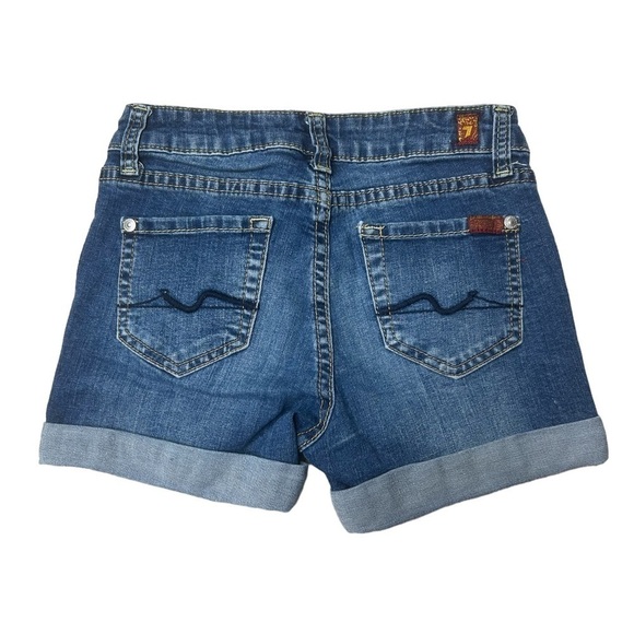 7 For All Mankind Girls Kids Blue Denim Shorts Stretch Size 8 - Picture 5 of 9